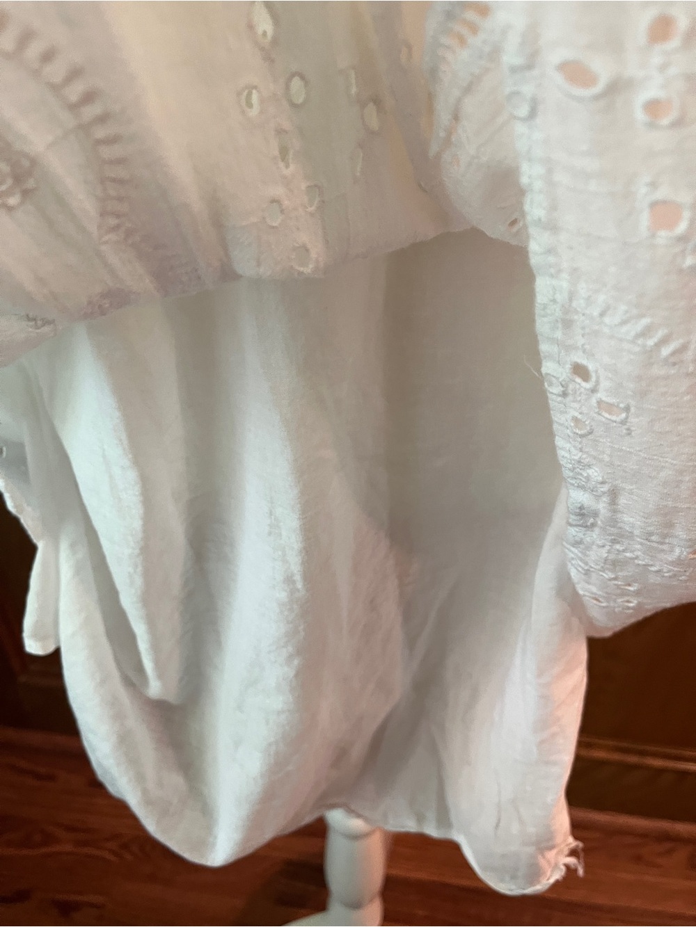 Sz XL Zara White Eyelet Vneck Long Sleeve Mini Dress - Picture 15 of 16